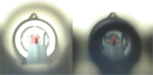 On the left, a more open, faster aperture. On the right, a tighter, more precise aperture.