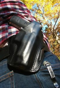 Survival Cache SHTFblog Best holster leather Craft Holsters Vega Pancake 2 position on belt