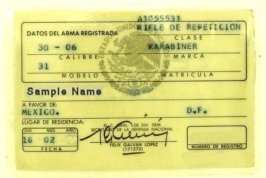 mexico firearms permit card