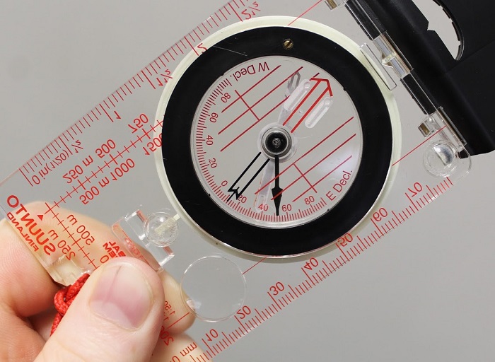 clinometer and declination screw on compass