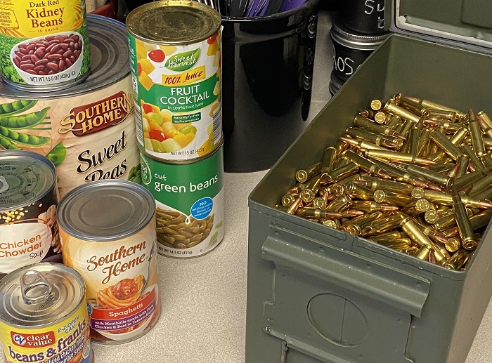 canned food and ammunition