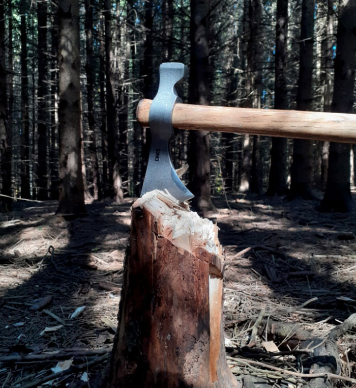 testing tomahawk in stump