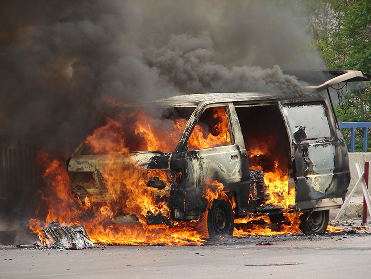 burning van