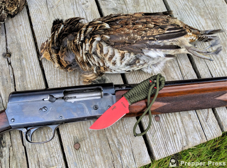 ESEE izula survival neck knife with grouse remington 11 bird hunter