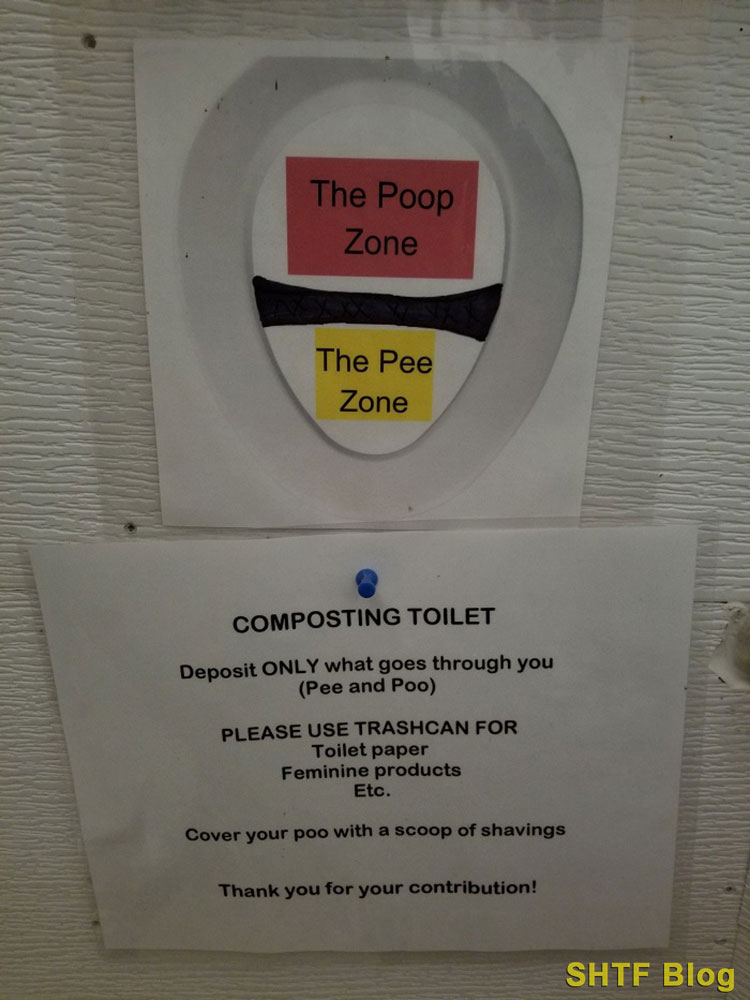 composting toilet instructions sign