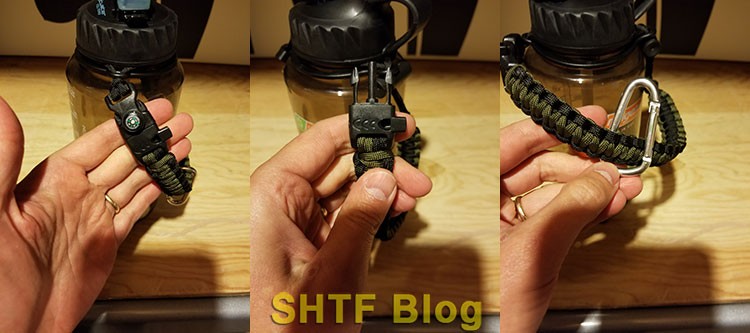Paracord water bottle carry handle