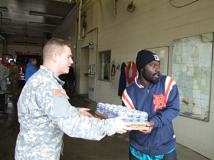 The Michigan National Guard supplies water to Flint residents