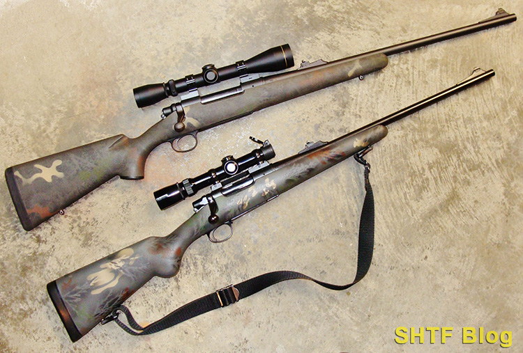 A pair of camo Remington 700s