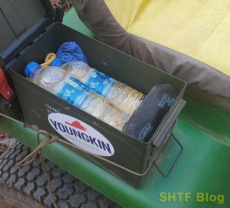 IFAK kit in an ammo can mounted on a tractor