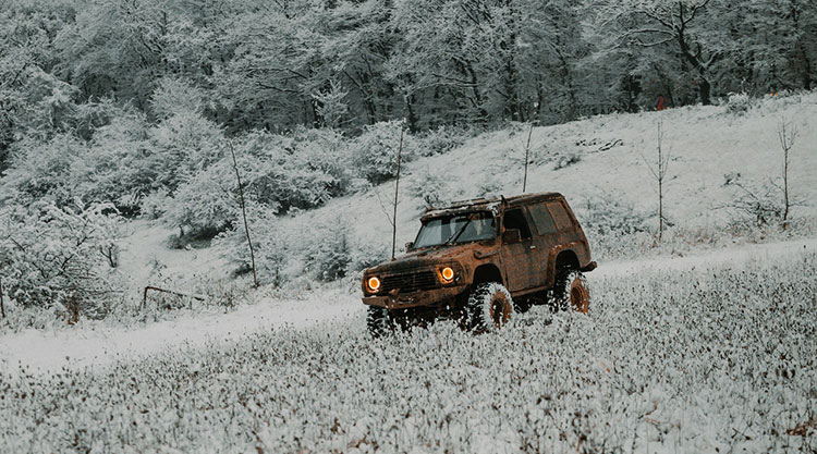 off road vehicle in winter