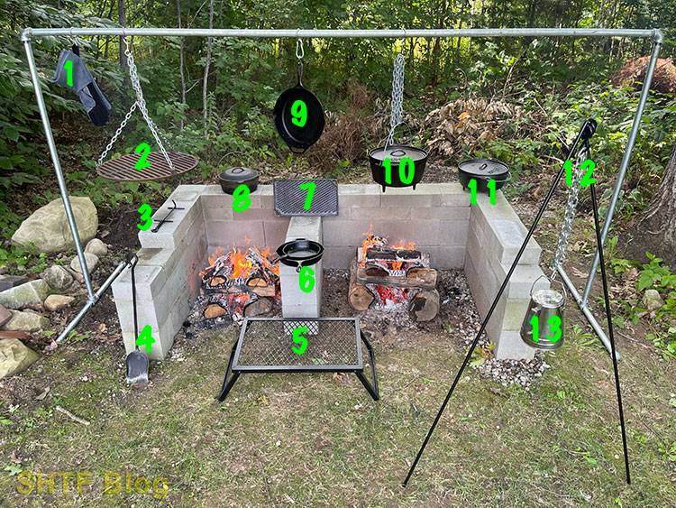 labeled campfire cooking kit