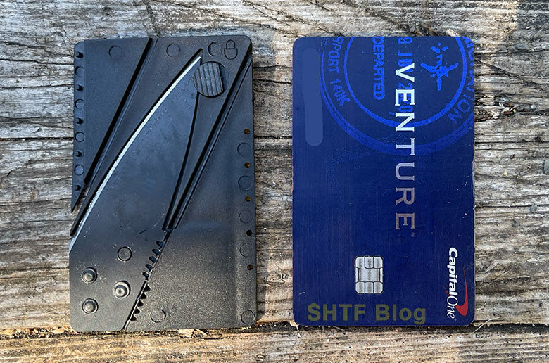 credit card knife next to a credit card