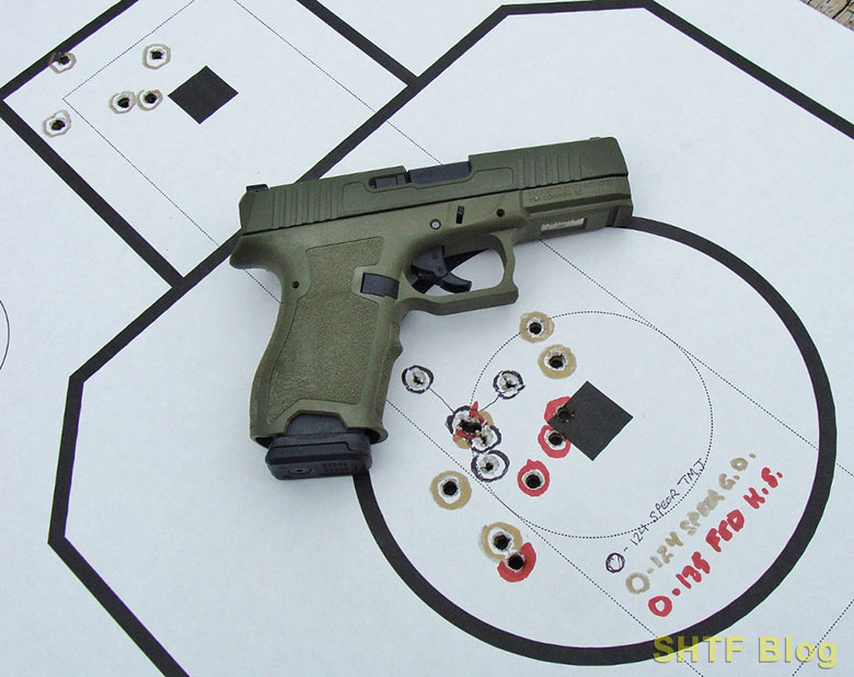 9mm shot groupings from the Dagger
